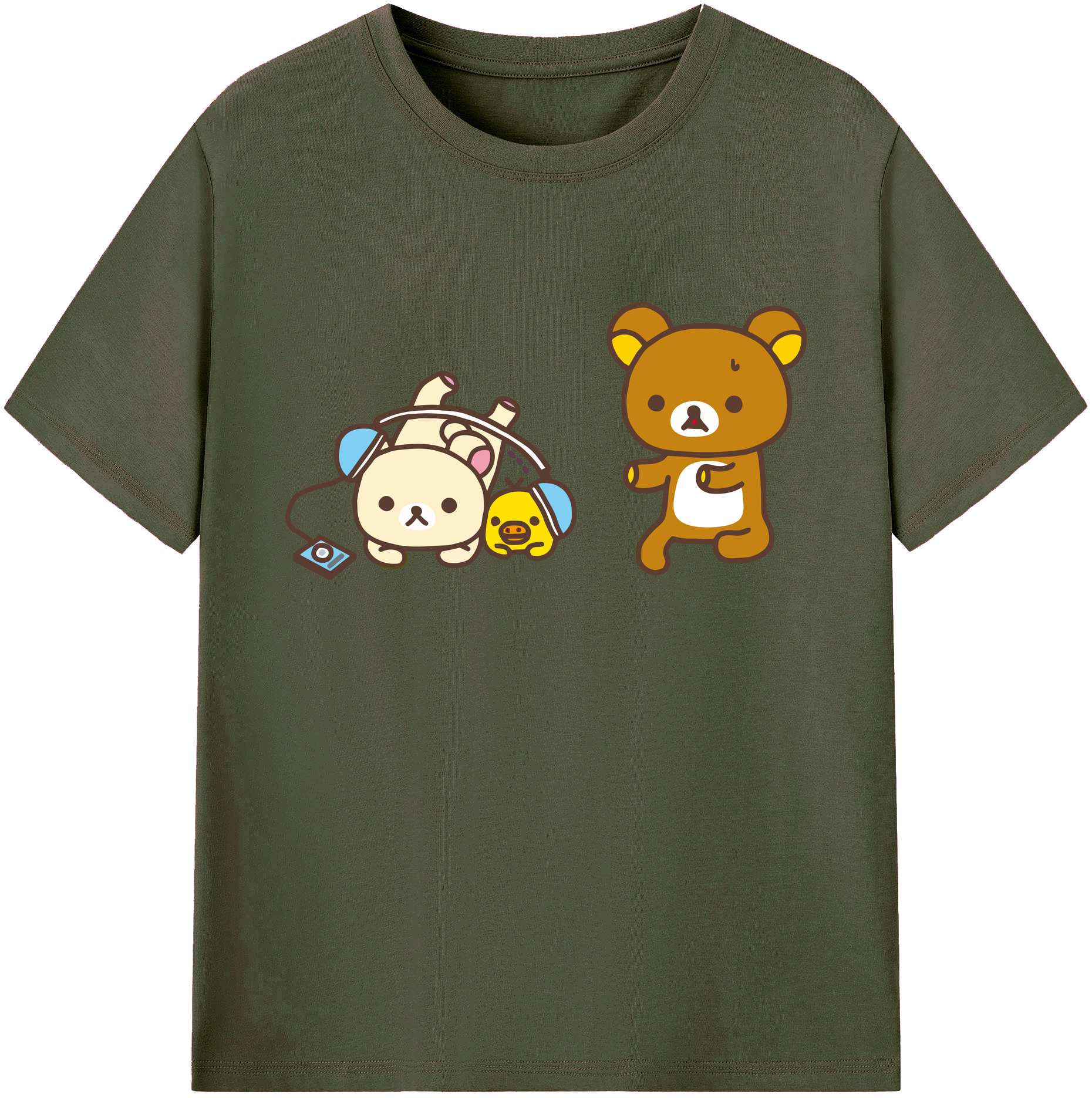 （画像用） リラックマ リラックマ キイロイトリ Rilakkuma Korilakkuma Kiiroitori 綿100％ メンズ半袖Tシャツ｜肌触りやわらか＆通気性